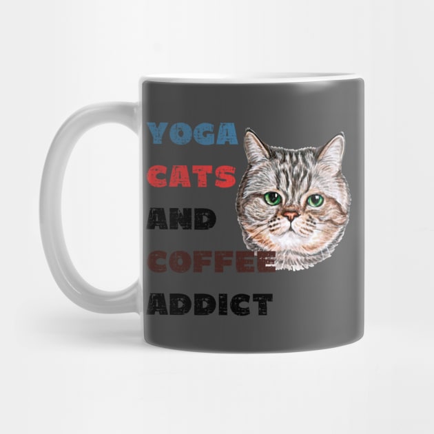 Yoga cats and coffee addict funny quote for yogi by Red Yoga